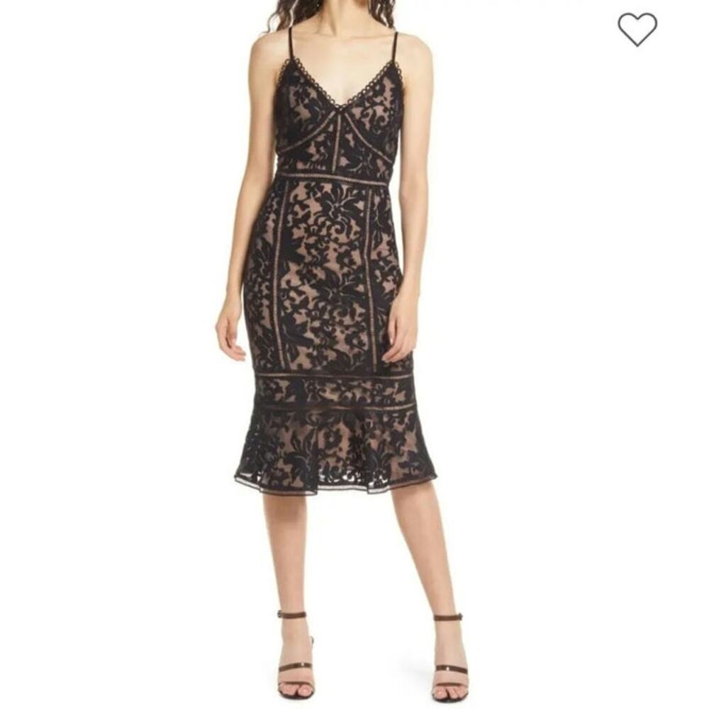 Lulus Alluring Love Lace Trumpet Dress Black Size: S